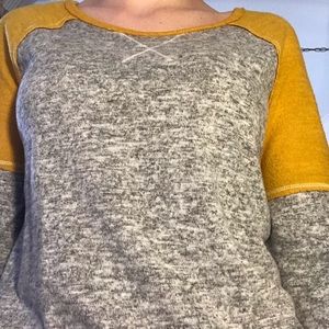 Gray and golden yellow sweater